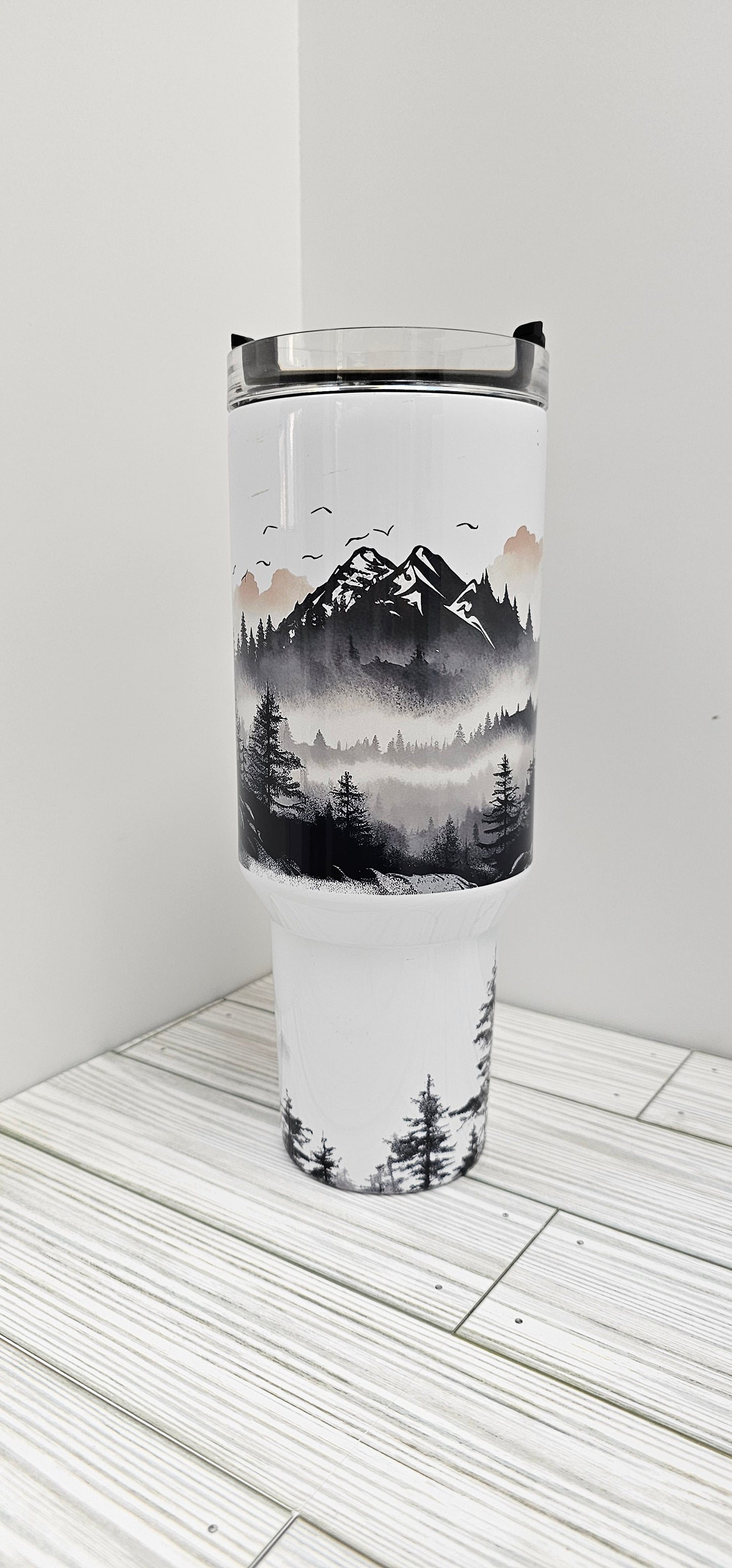 Black and White Mountain Scene