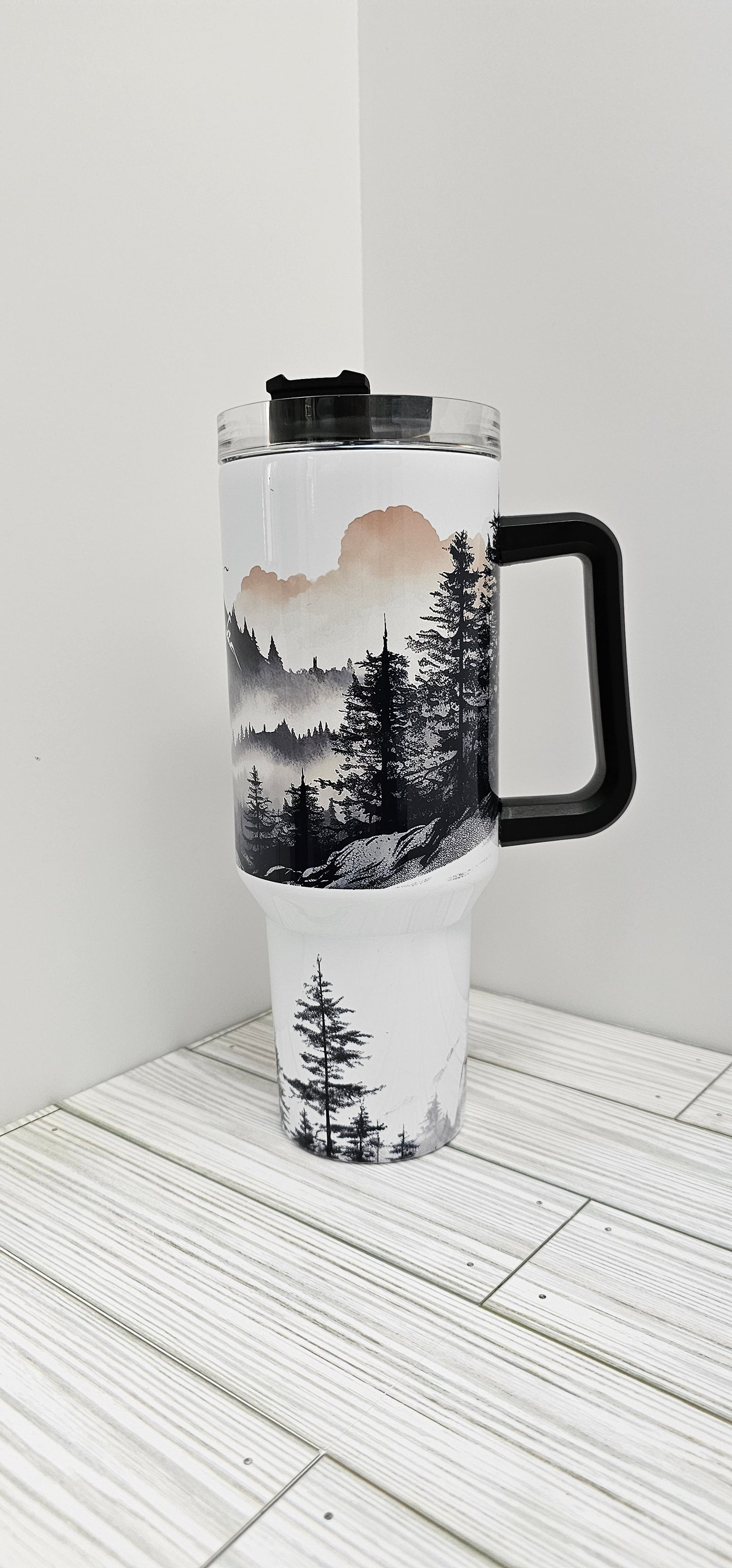 Black and White Mountain Scene