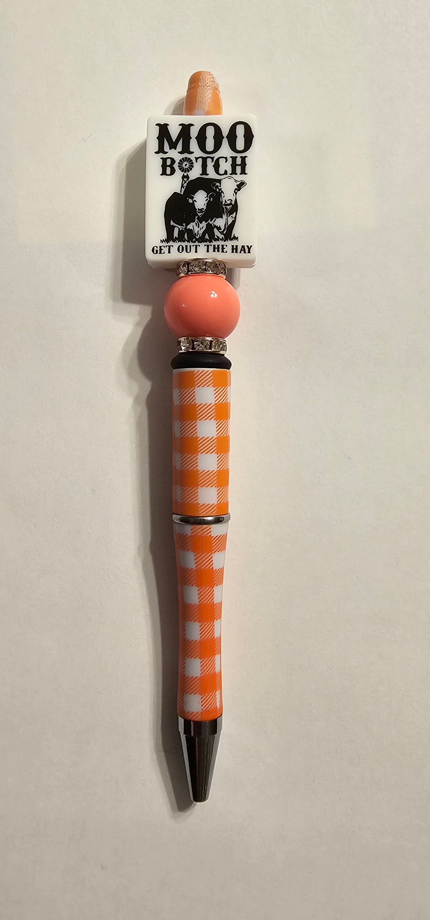 Moo Get out the Hay Beaded Pen