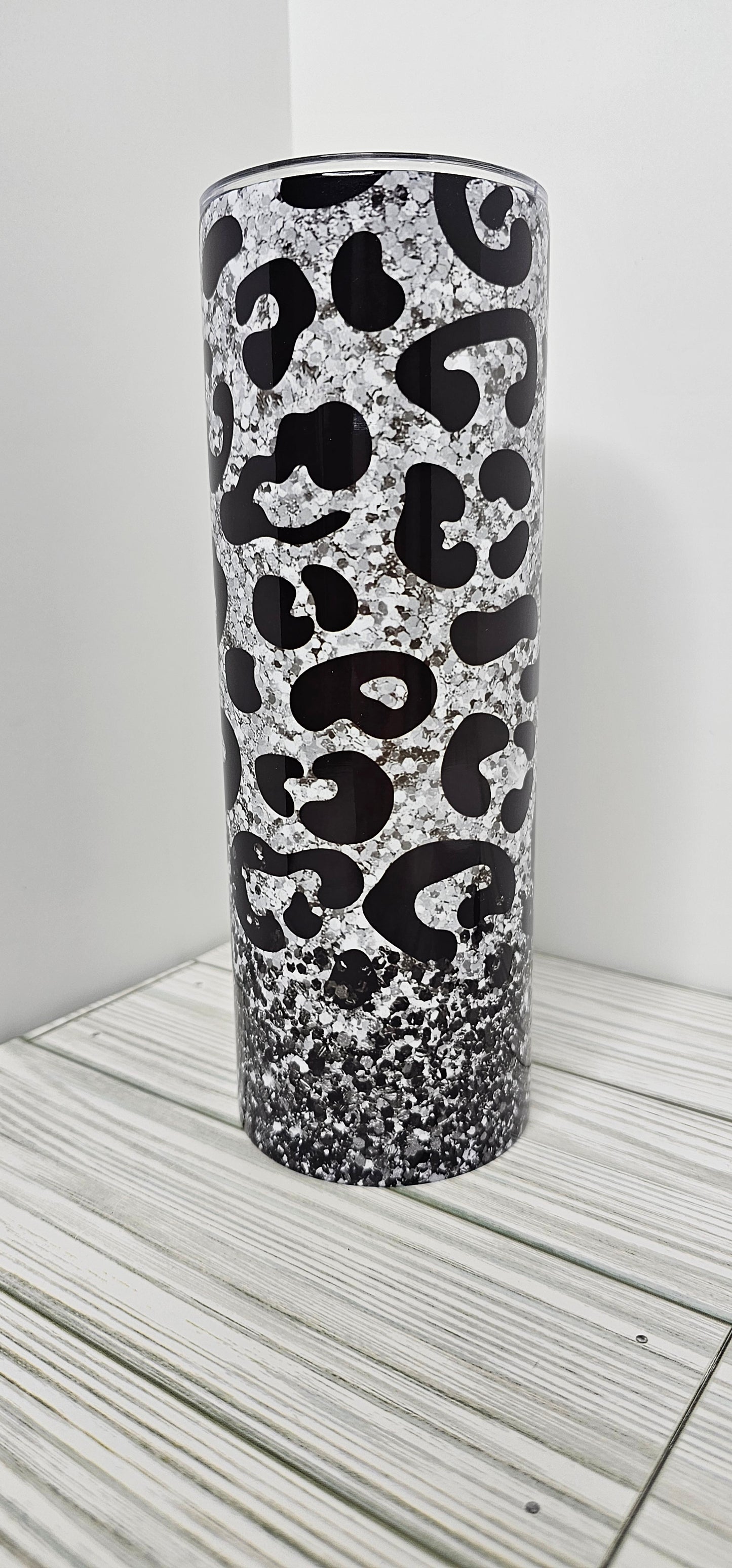 Black and Silver Cheetah Print inspired- 20oz Tumbler