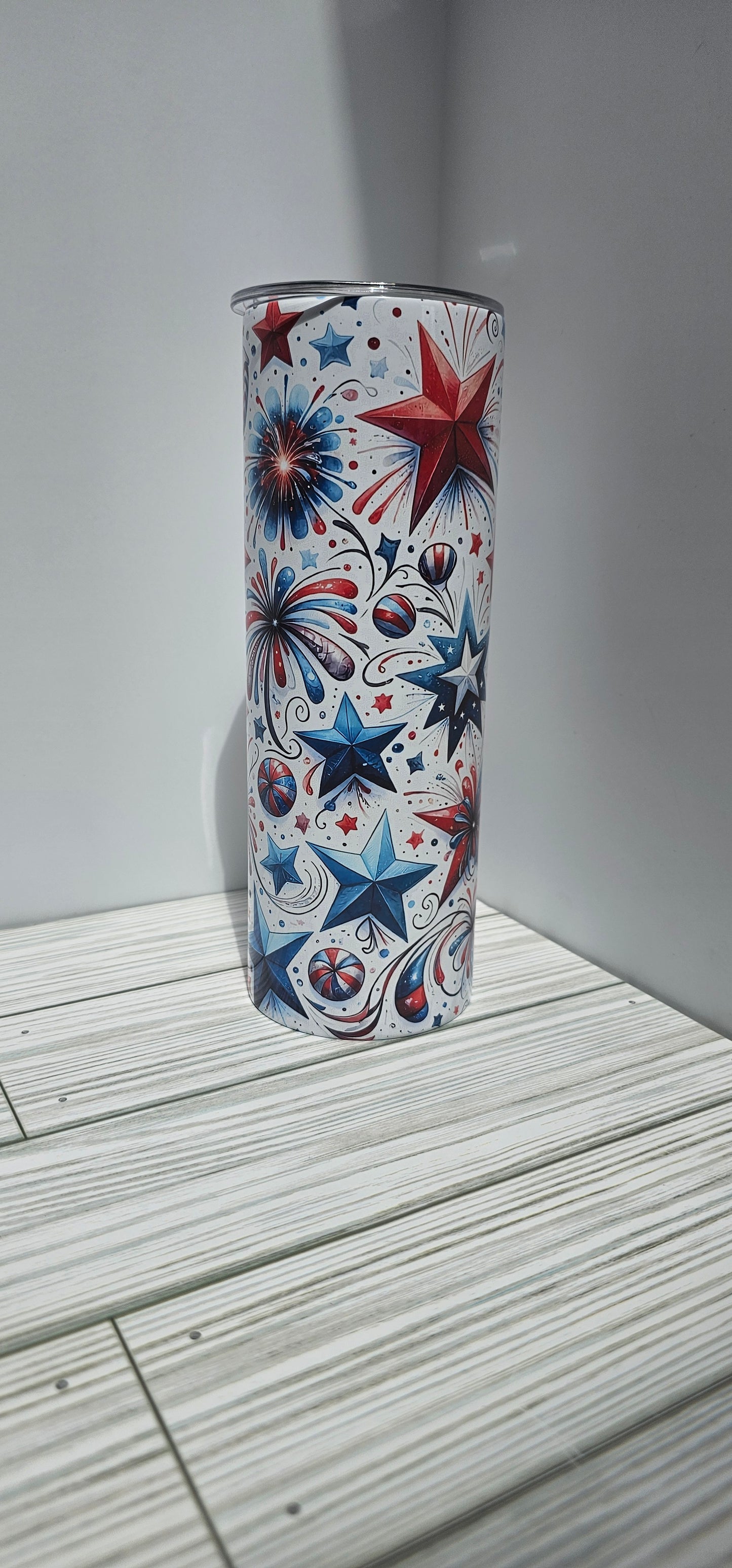 4th of July Stars and Fireworks-20z Tumbler