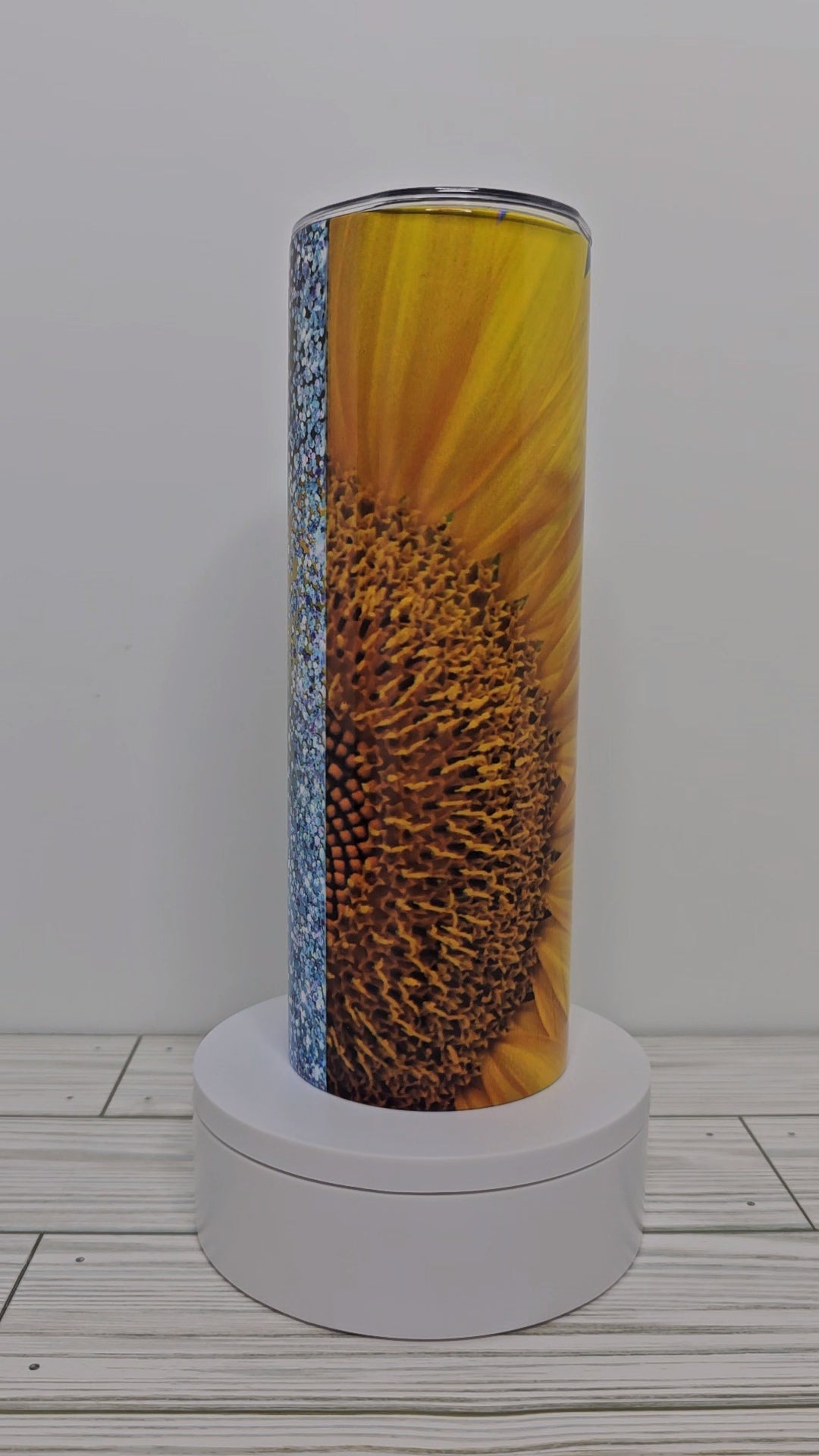 Sunflower w/blue glitter-20oz Tumbler