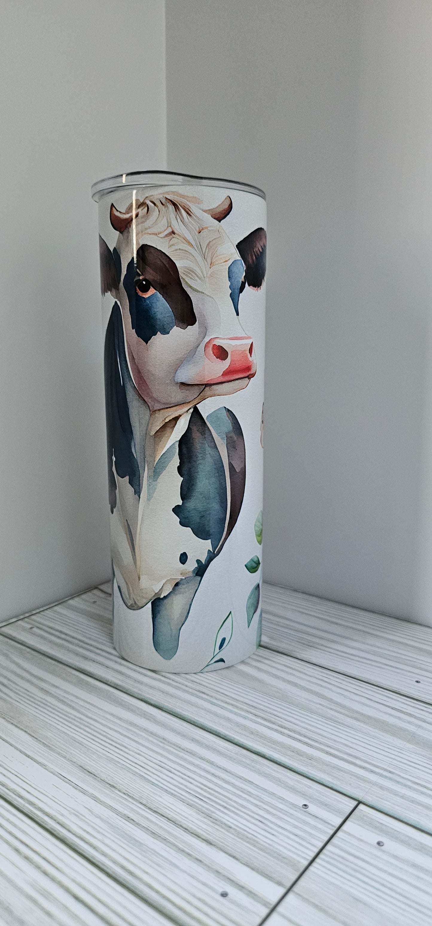 Cow with Flowers- 20oz Tumbler