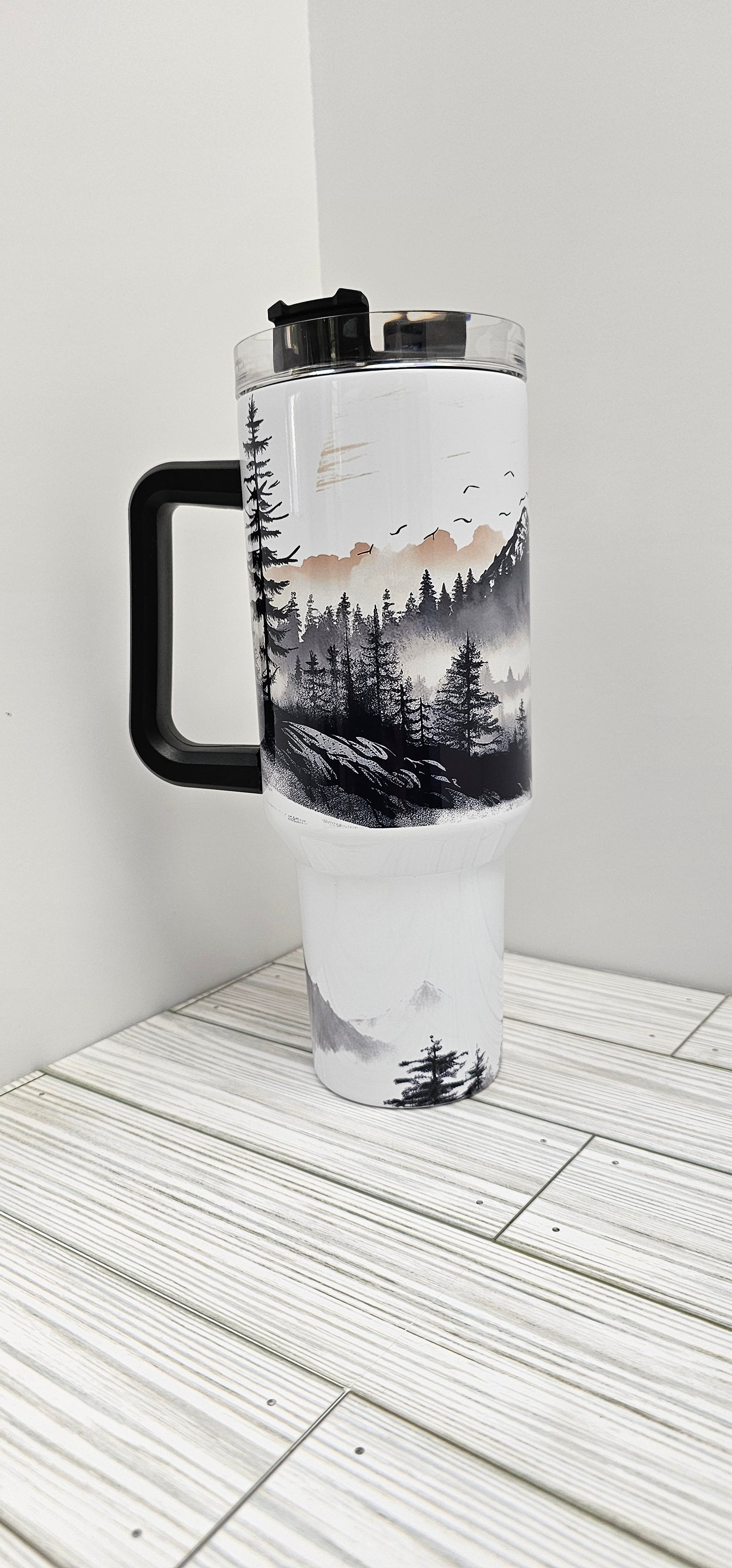 Black and White Mountain Scene